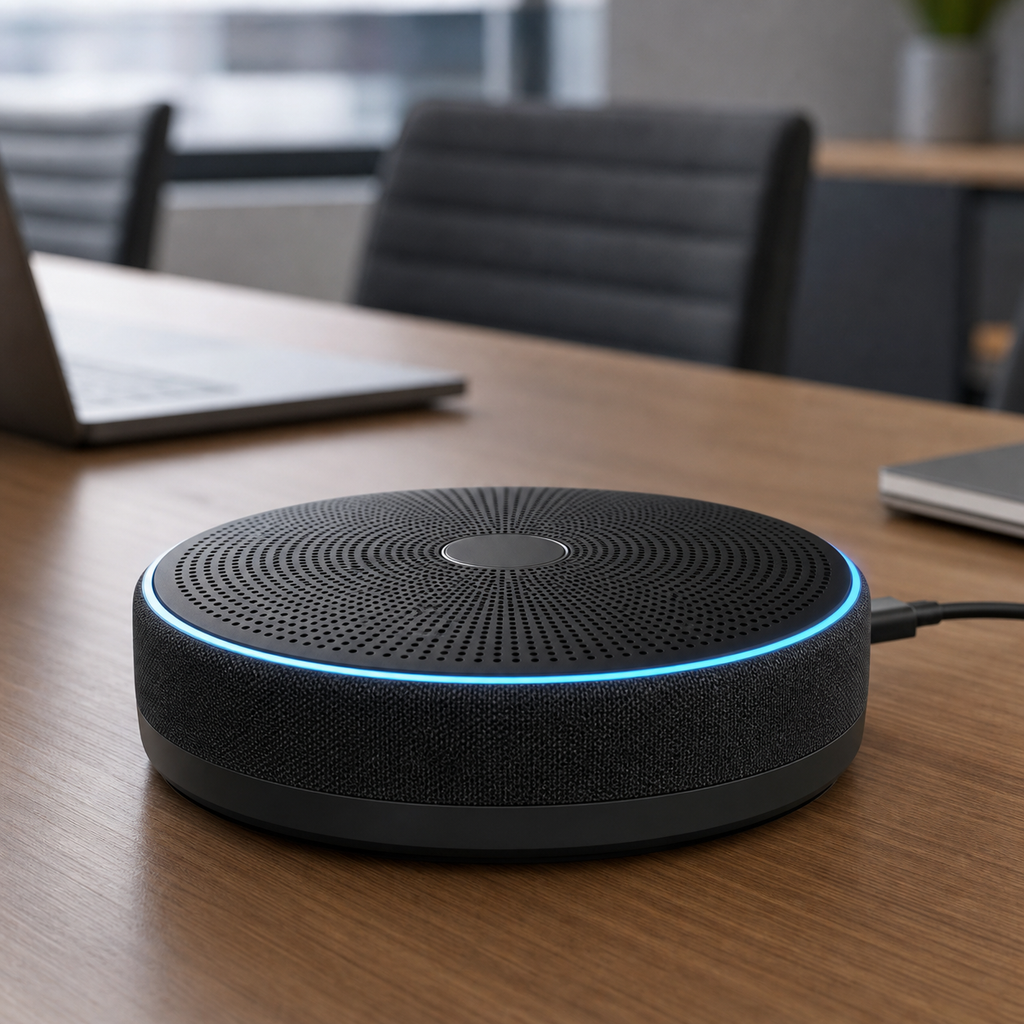 AI Noise-Cancelling Speakerphone in meeting room